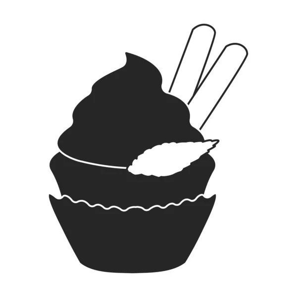Cupcake Vector Icon Black Vector Icons Isolated White Background Cupcake — стоковый вектор