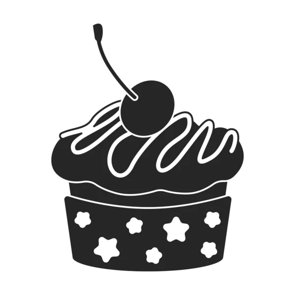 Cupcake Vector Icon Black Vector Icons Isolated White Background Cupcake — Vetor de Stock