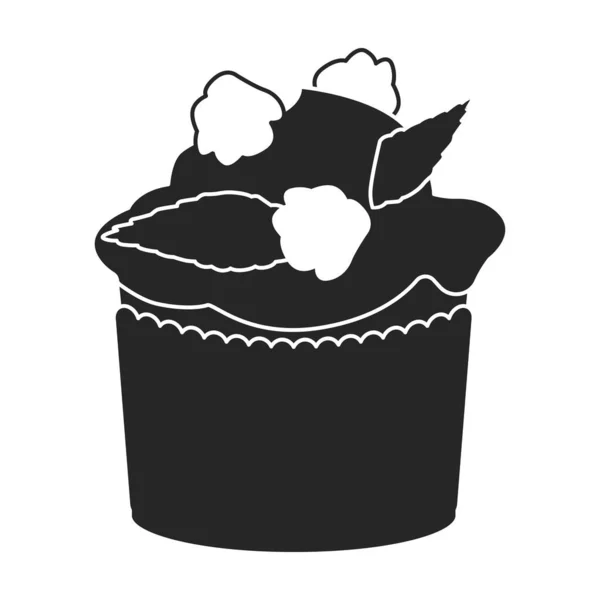 Cupcake Vektör Simgesi Siyah Vektör Simgeleri Beyaz Arkaplan Kekinde Izole — Stok Vektör