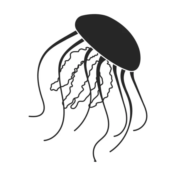 Jellyfish Vector Icon Black Vector Icons Isolated White Background Jellyfish — Image vectorielle