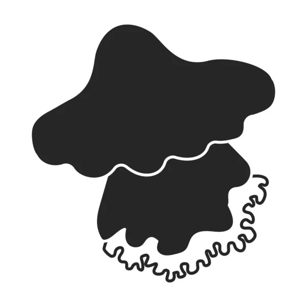 クラゲベクトルアイコン 白い背景のクラゲに隔離された黒いベクトルのアイコン — ストックベクタ