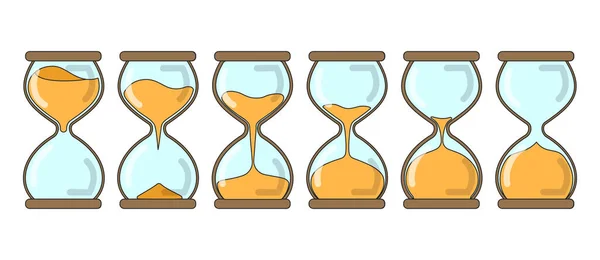 Timeglas Vektor Farve Sæt Ikon Vektor Illustration Sand Hvid Baggrund – Stock-vektor