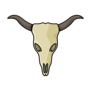 Boğa vektör simgesinin kafatası. Boğa kafatası üzerinde izole edilmiş renk vektör logosu..