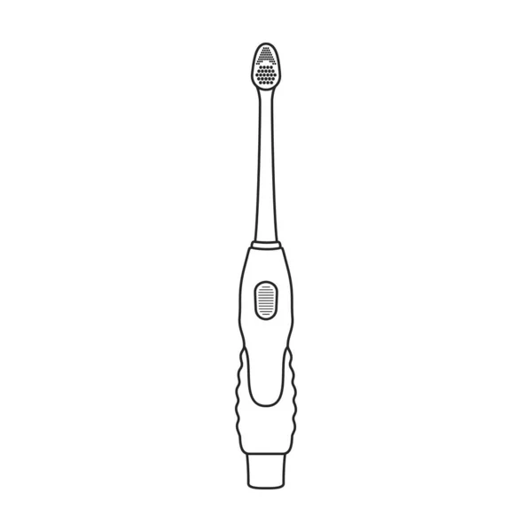 牙刷矢量轮廓图标 矢量显示白色背景上的电刷 电动牙刷的孤立轮廓图解标识 — 图库矢量图片