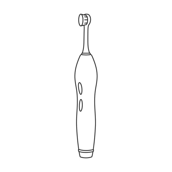 牙刷矢量轮廓图标 矢量显示白色背景上的电刷 电动牙刷的孤立轮廓图解标识 — 图库矢量图片