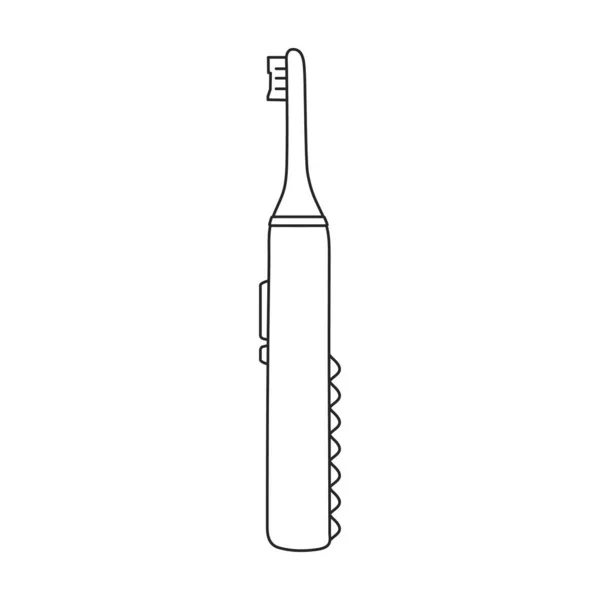 Diş Fırçası Vektör Çizgisi Simgesi Beyaz Arkaplanda Vektör Illüstrasyon Elektrikli — Stok Vektör