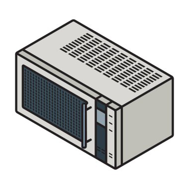 Mikrodalga vektör simgesi. Beyaz arkaplan mikrodalgasında izole edilmiş Isometric vektör logosu.