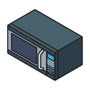 Mikrodalga vektör simgesi. Beyaz arkaplan mikrodalgasında izole edilmiş Isometric vektör logosu.