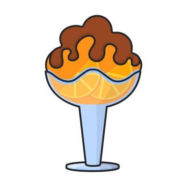 Dondurma koni vektör simgesinde. Renkli vektör logosu konideki beyaz arkaplan dondurmasında izole edilmiş..