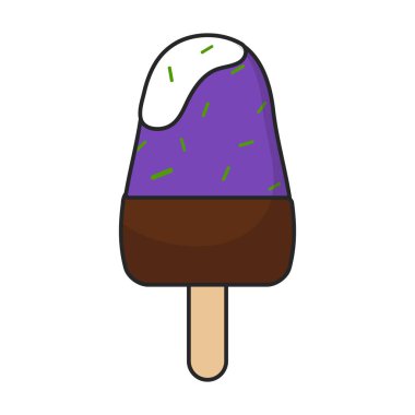 Dondurma koni vektör simgesinde. Renkli vektör logosu konideki beyaz arkaplan dondurmasında izole edilmiş..