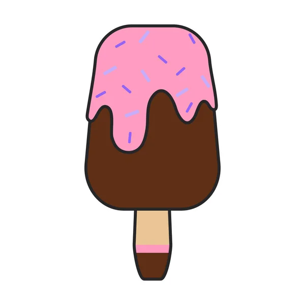 锥形矢量图标中的冰淇淋 锥形白色背景冰淇淋上的彩色矢量标识 — 图库矢量图片