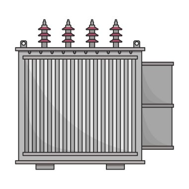 Transformatör vektör renk simgesi. Beyaz arka planda vektör illüstrasyon elektrikli ekipman. Transformatörün izole edilmiş renk illüstrasyon logosu.