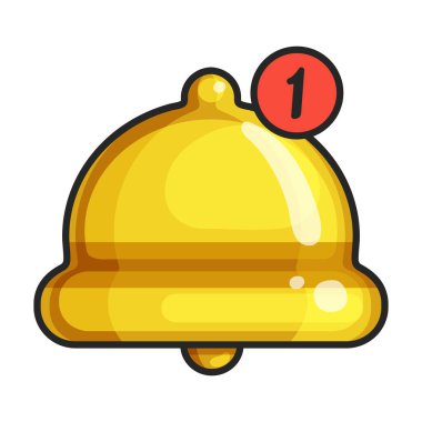 Çan bildirim vektörü simgesi. Beyaz arkaplan çan bildiriminde renk vektörü logosu izole edildi.