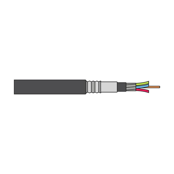 光纤电缆矢量图标 白色背景光纤电缆上隔离的彩色矢量标识 — 图库矢量图片