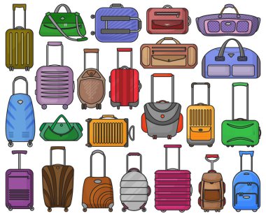 Yük vektörü renk simgesi. İzole edilmiş renk seti simgeleri luggage.Beyaz arkaplanda vektör illüstrasyon bagajı .