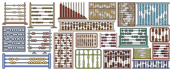 Ensemble Icônes Vectorielles Abacus Outil Illustration Vectorielle Collection Pour Compter — Image vectorielle