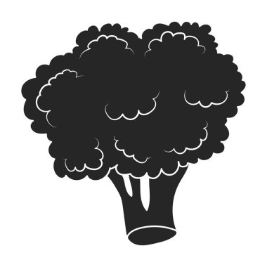 Brokoli vektör simgesi. Siyah vektör logosu beyaz arkaplan brokolisi üzerinde izole edilmiş..