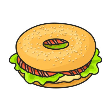Sandviç vektör simgesi. Renkli vektör logosu beyaz arkaplan sandviçi üzerinde izole edildi.