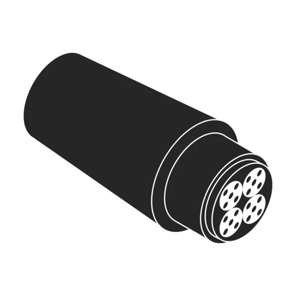 Fiber Cable Vector Icon Black Vector Logo Isolated White Background — Stockvector