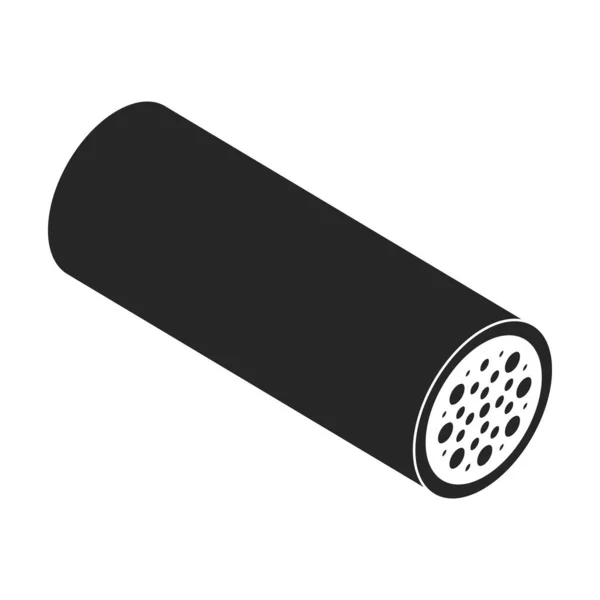 Fiber Cable Vector Icon Black Vector Logo Isolated White Background — Vector de stock