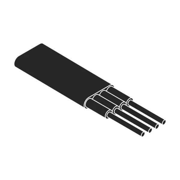 Fiber Cable Vector Icon Black Vector Logo Isolated White Background — Stockvector