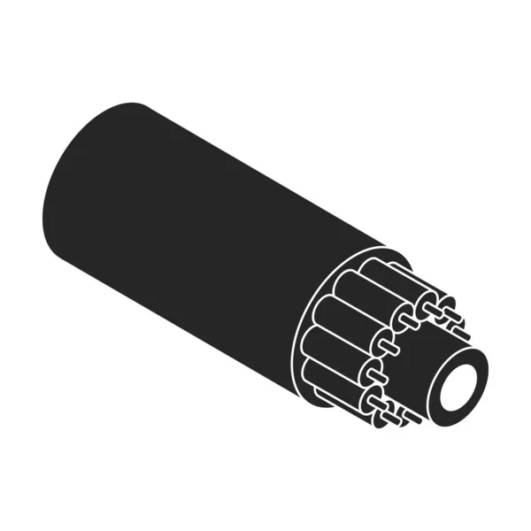 光纤电缆矢量图标 白色背景光纤电缆上隔离的黑色矢量标识 — 图库矢量图片