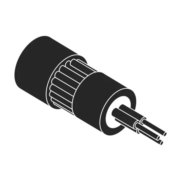 Fiber Cable Vector Icon Black Vector Logo Isolated White Background — Vetor de Stock