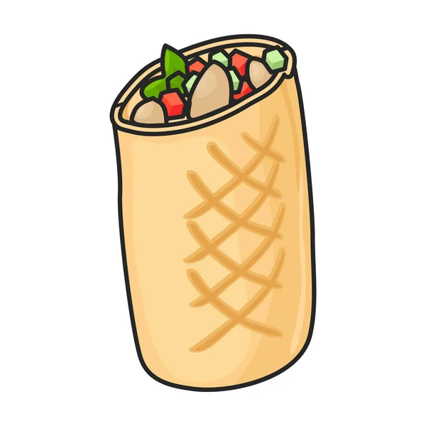 Shawarma Vetor Icon Color Logotipo Vetor Isolado Fundo Branco Shawarma — Vetor de Stock