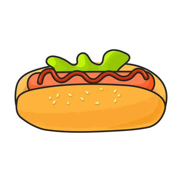 Ikona Wektora Hot Dogu Logo Wektora Kolorów Izolowane Białym Tle — Wektor stockowy