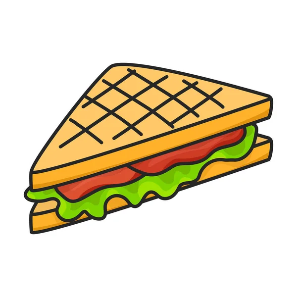Sandwich Vektor Ikon Color Vektor Logotyp Isolerad Vit Bakgrund Smörgås — Stock vektor