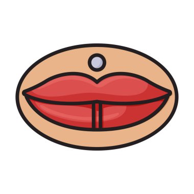 Delen ağız vektör simgesi. Renkli vektör logosu beyaz arkaplan delici ağız üzerinde izole edildi .