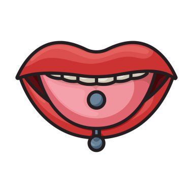 Delen ağız vektör simgesi. Renkli vektör logosu beyaz arkaplan delici ağız üzerinde izole edildi .