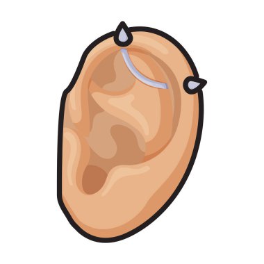 Kulak vektörü simgesinin delinmesi. Renk vektörü logosu kulağın beyaz arka planında izole edilmiş. .