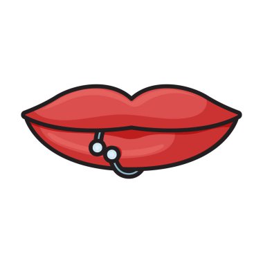 Delen ağız vektör simgesi. Renkli vektör logosu beyaz arkaplan delici ağız üzerinde izole edildi .