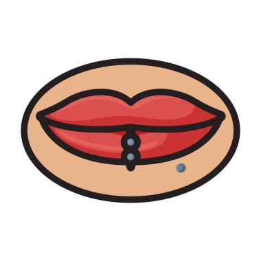 Delen ağız vektör simgesi. Renkli vektör logosu beyaz arkaplan delici ağız üzerinde izole edildi .