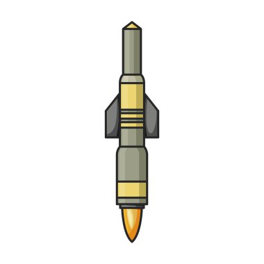 Balistik füze vektör simgesi. Beyaz arka plan balistik füze üzerinde renk vektör logosu izole edildi.