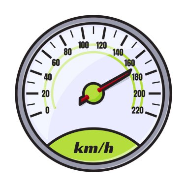 Hız göstergesi vektör simgesi. Beyaz arkaplan hız göstergesinde renk vektörü logosu izole edildi .