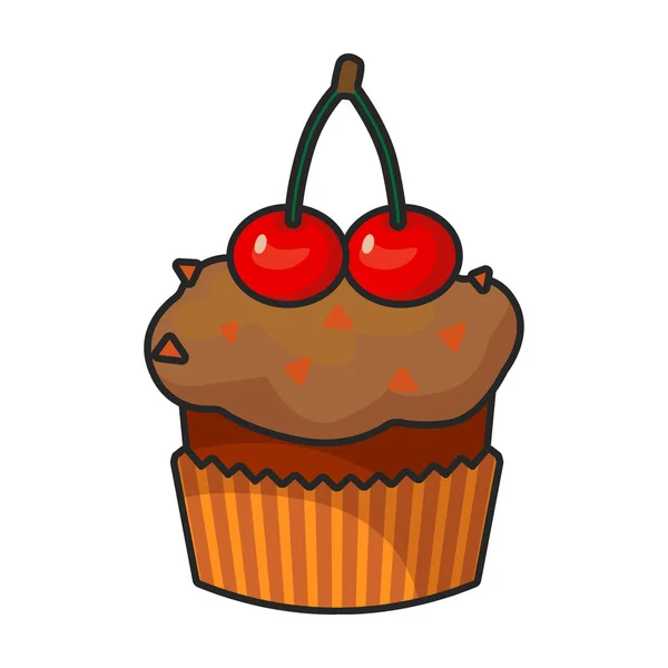 Cupcake Vetor Icon Color Logotipo Vetor Isolado Fundo Branco Cupcake — Vetor de Stock