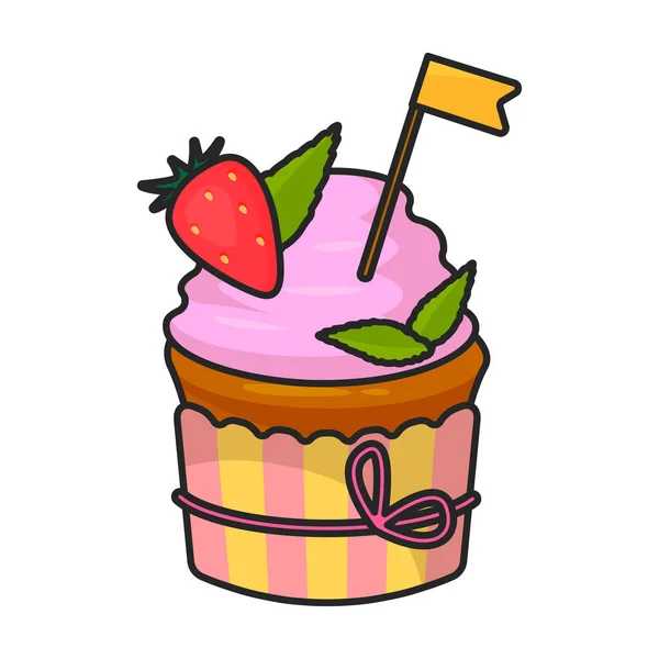 Cupcake Vector Icon Color Vector Logo Geïsoleerd Witte Achtergrond Cupcake — Stockvector