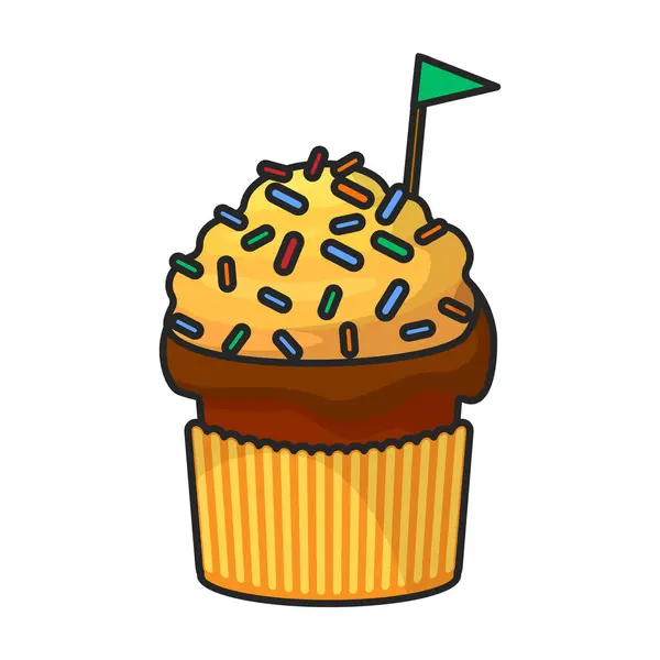 Cupcake Векторный Значок Цветной Вектор Логотип Изолирован Белом Фоне Кекс — стоковый вектор