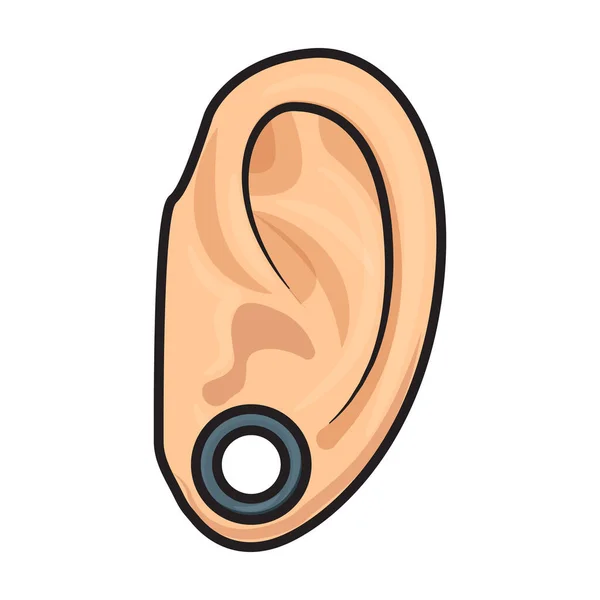 Ear Vector Icon Color Vector Logo Isolated White Background 피어싱 — 스톡 벡터