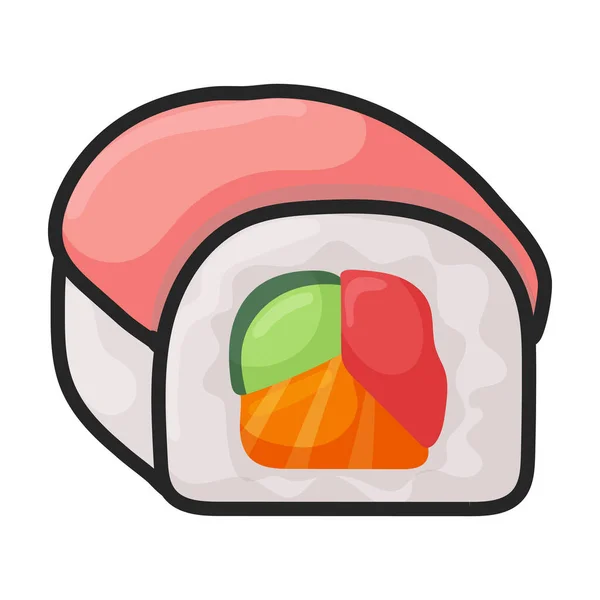 Icône Vectorielle Sushi Logo Vectoriel Couleur Isolé Sur Fond Blanc — Image vectorielle