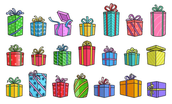 Boîte Cadeau Vectoriel Couleur Ensemble Icône Illustration Boîte Cadeau Icônes — Image vectorielle