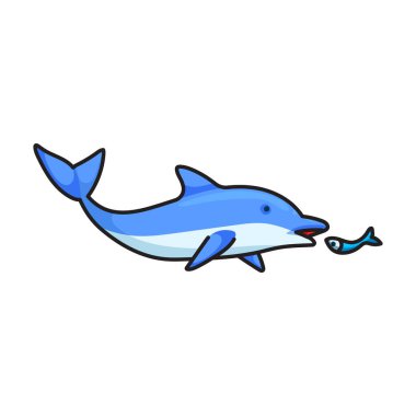 Mavi yunus vektör simgesi. Renkli vektör logosu beyaz arka plan mavi yunusu üzerinde izole edilmiş. .