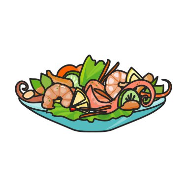 Karides vektör simgesi. Renkli vektör logosu beyaz arkaplan karidesinde izole edildi .