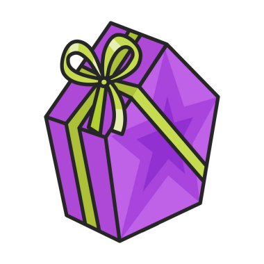 Hediye kutusu vektör simgesi. Renk vektör logosu beyaz arkaplan hediye kutusunda izole edildi.
