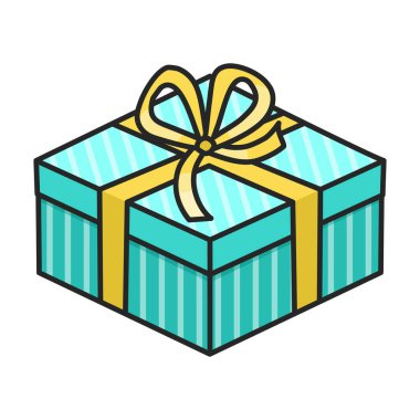 Hediye kutusu vektör simgesi. Renk vektör logosu beyaz arkaplan hediye kutusunda izole edildi.