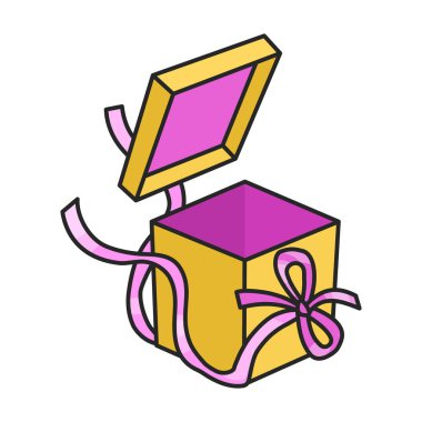 Hediye kutusu vektör simgesi. Renk vektör logosu beyaz arkaplan hediye kutusunda izole edildi.