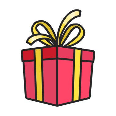 Hediye kutusu vektör simgesi. Renk vektör logosu beyaz arkaplan hediye kutusunda izole edildi.