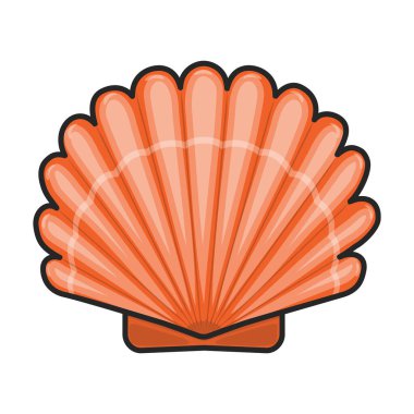 Kabuk deniz vektör renk simgesi. Beyaz arka planda vektör illüstrasyon deniz kabuğu. Deniz kabuğunun izole edilmiş renk çizimi logosu.